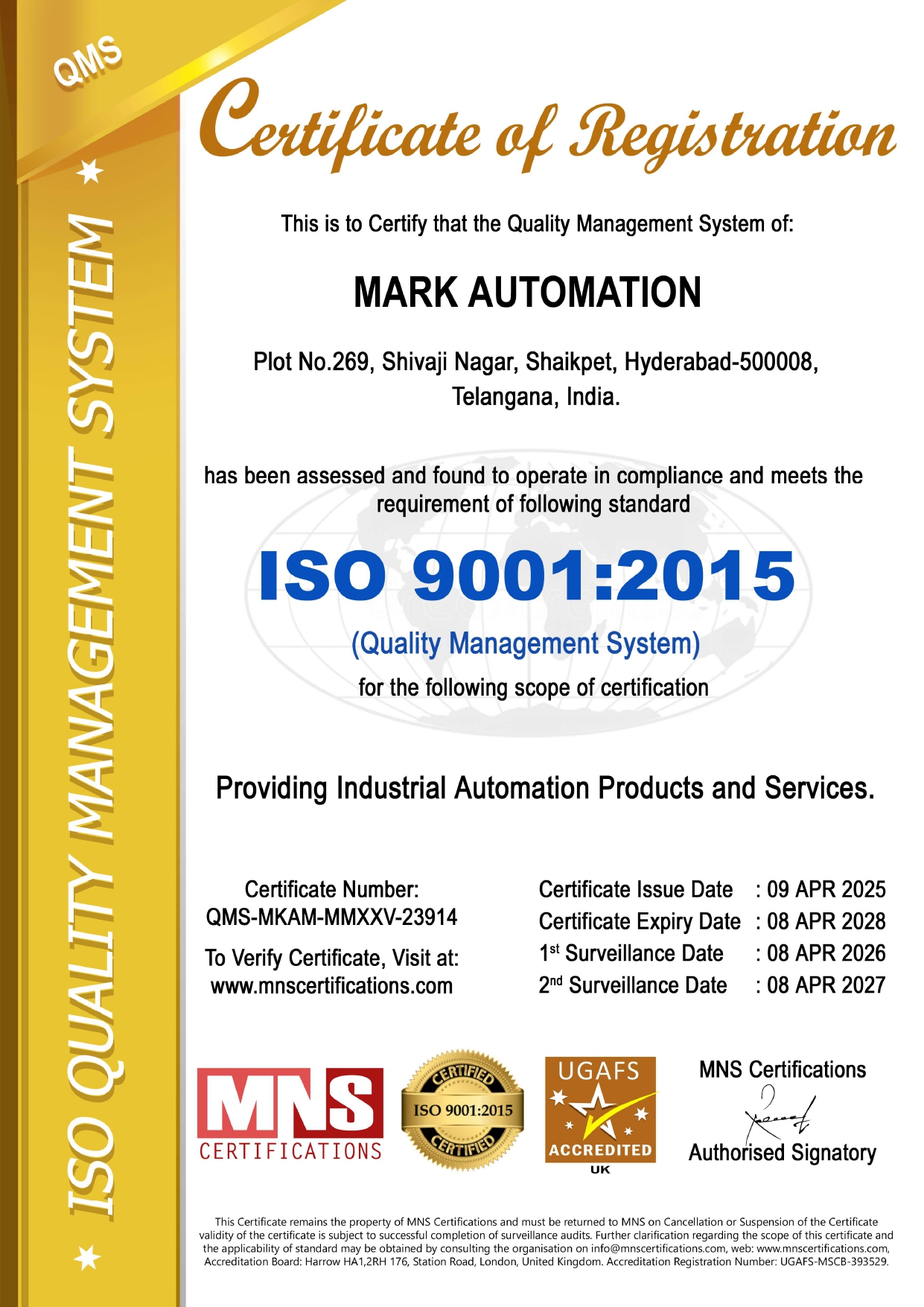 ISO-MARK AUTISO Certificate - Mark AutomationOMATION_page-0001 ISO Certificate - Mark Automation